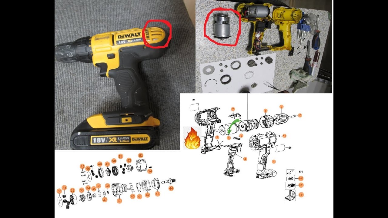 Ремонт шуруповёрта DeWalt 18v DCD771 при работе искрит