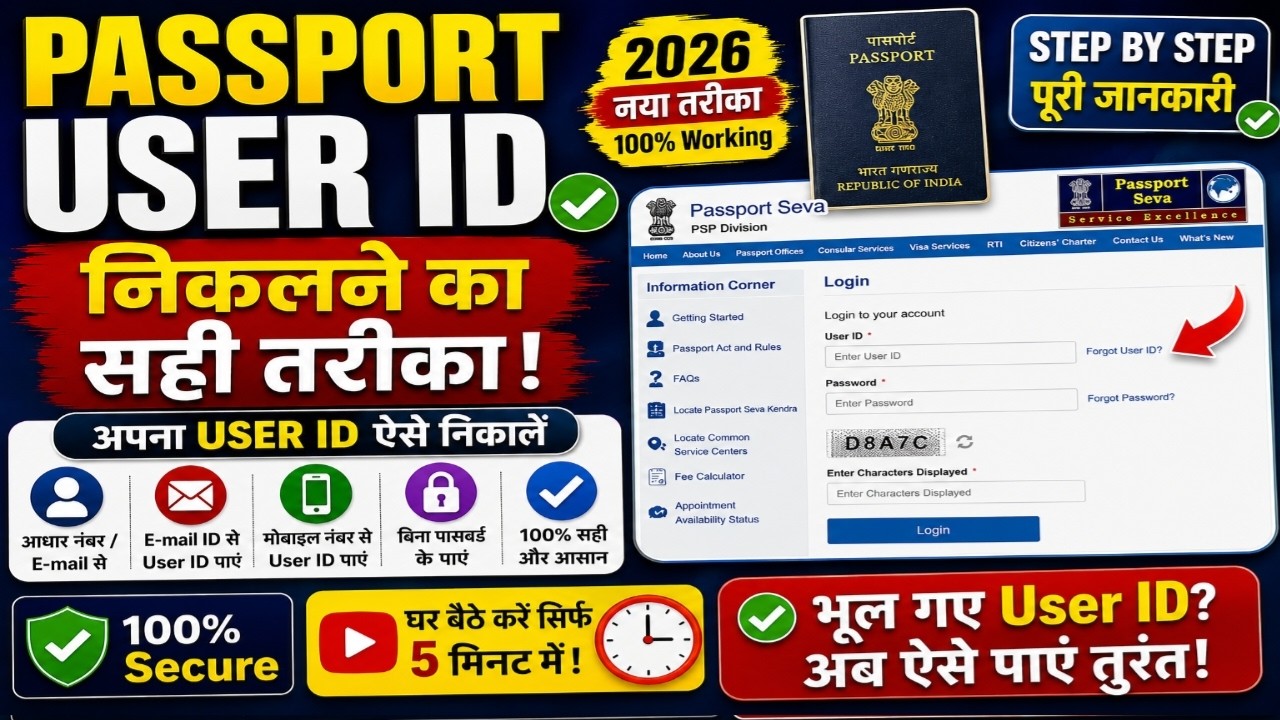Passport User ID Forgot? 2026 | Passport User ID कैसे पता करें? | Step by Step Full Process (Hindi)