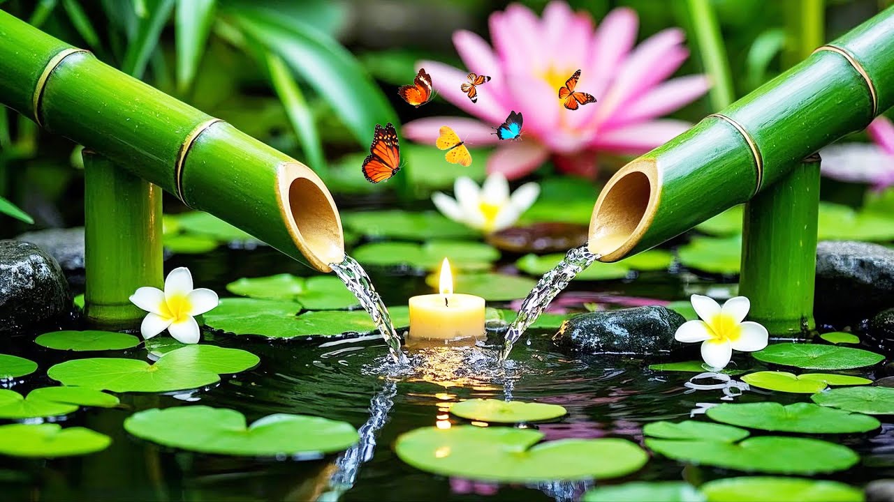 Relaxation Music: Bamboo Water Fountain & Healing Piano 🌿Deep Sleep Music, Meditation, Nature Sounds