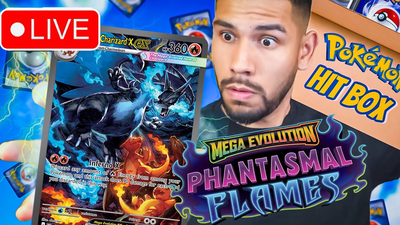 Opening PHANTASMAL FLAMES LIVE! Mega Charizard EX Chase + Pokemon HIt Box