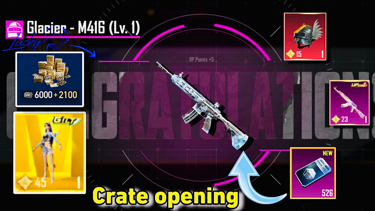 New Premium Crate Opening PUBG Mobile | 460 Classic Crate M416 Glacier | Level 5 + 10K UC Ultimate 🎯
