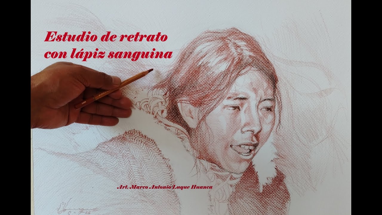 ESTUDIO DE RETRATO ANDINO CON LÁPIZ SANGUINA