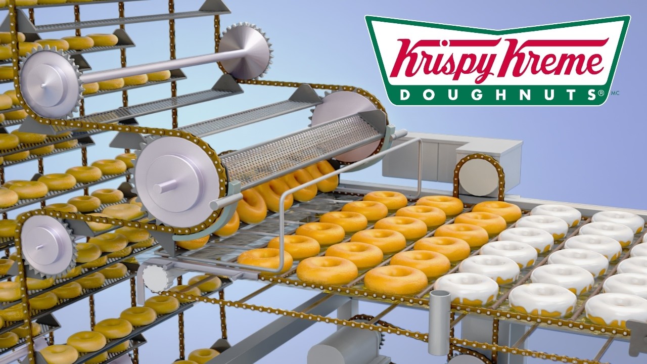 Как работает машина для пончиков? (Krispy Kreme)