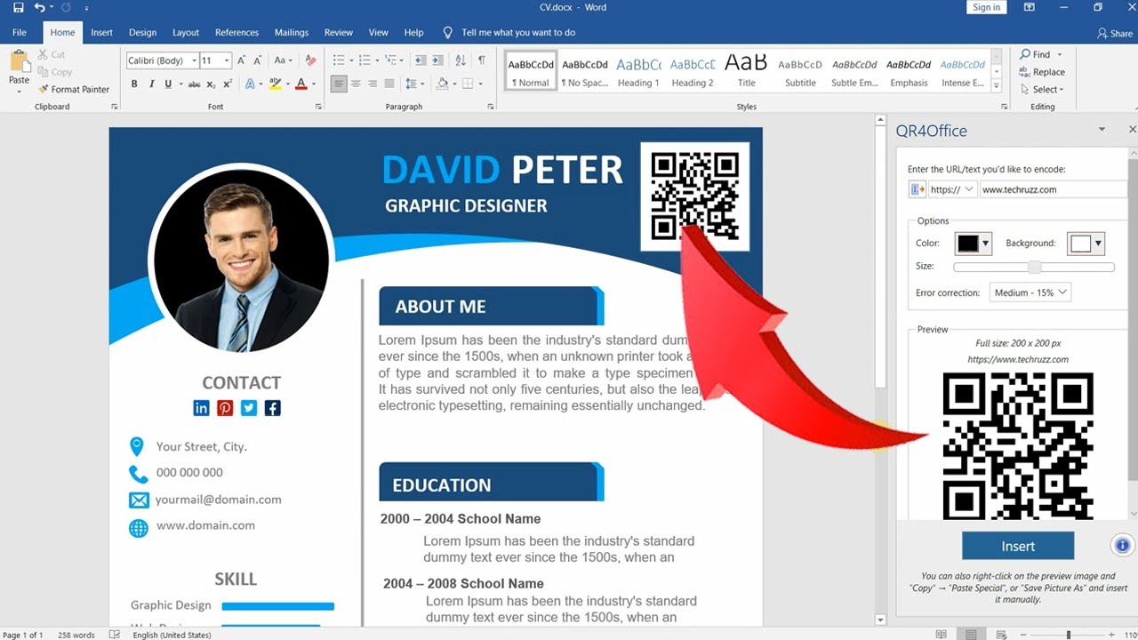 How To Create QR Code In Microsoft Word 2016, 2019