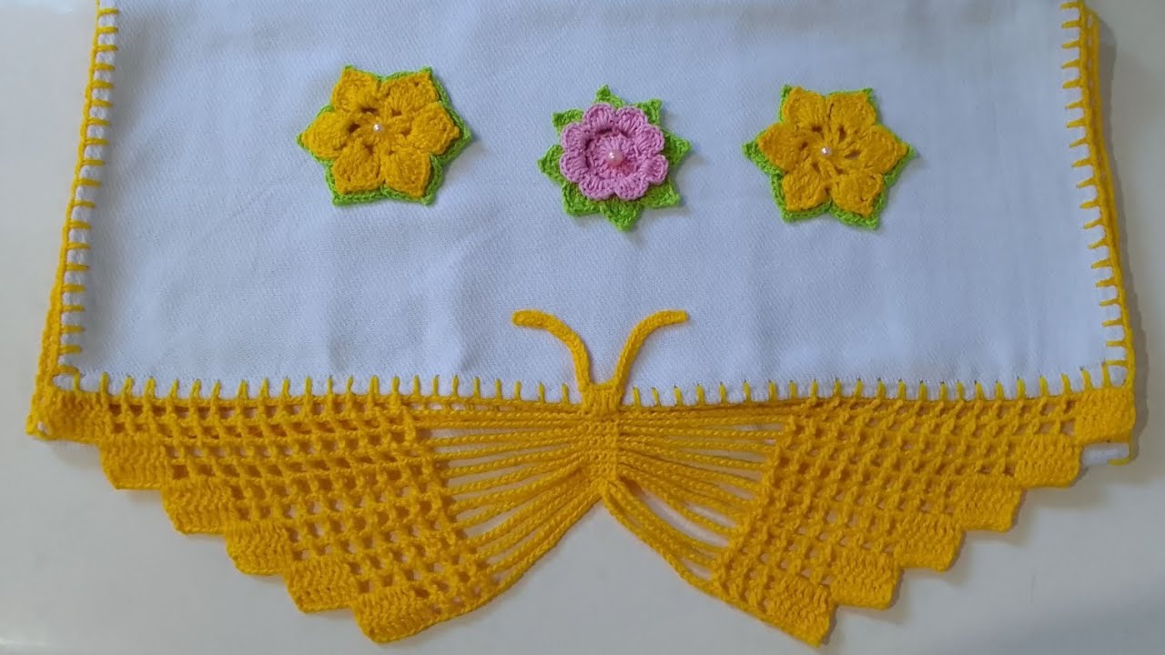 BARRADINHO DE CROCHÊ DE BORBOLETA SEM CONTAGEM DE CASEADO/PASSO A PASSO #crochet #art 