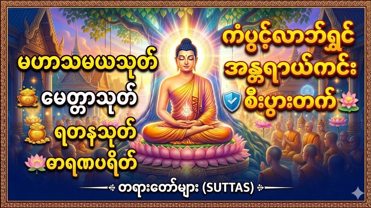 🌷🙏🌷#မဟာသမယသုတ်#မေတ္တာသုတ်#ရတနသုတ်#ဓာရဏပရိတ်တော်#တရားတော်အသစ်များ#စိတ်အေးချမ်းသာယာစေသောတရားတော်များ🌷🙏