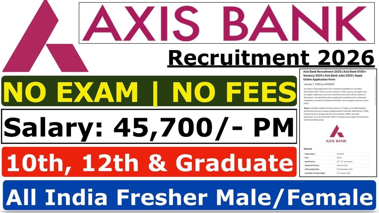 Axis Bank Recruitment 2026 | Axis Bank Vacancy 2026 | Axis Bank Jobs 2026 | New Vacancy  2026