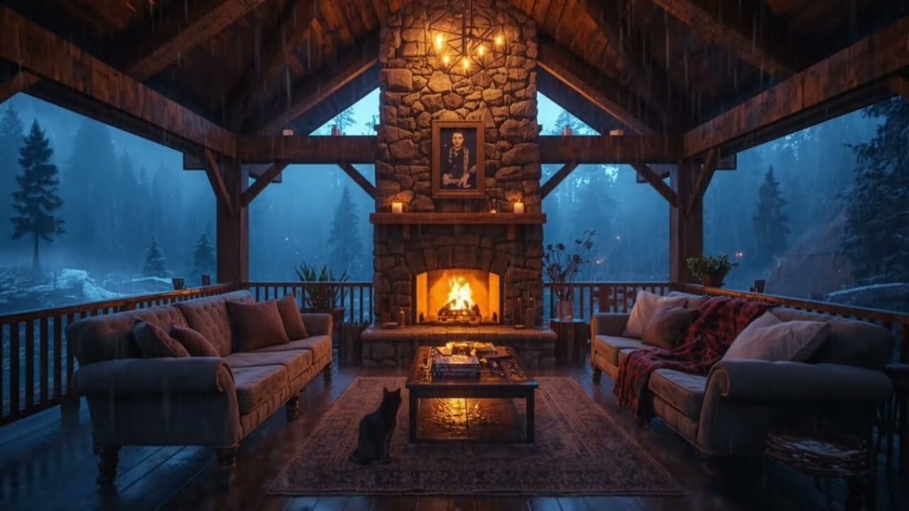 40 Minutes Cozy Rain & Fireplace Sounds | Deep Sleep & Relaxation Ambience 🌧️🔥