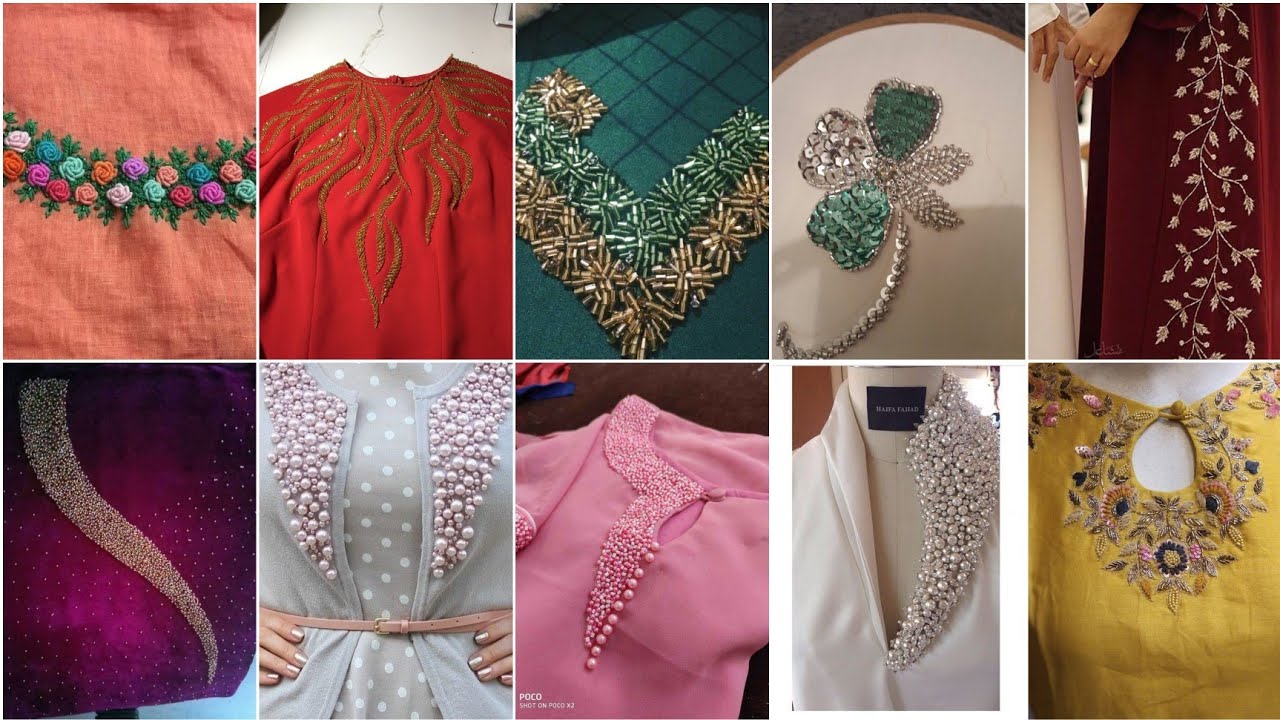 Top & Beautiful Hand Embroidery Designs For Dresses Kurti Neck,Sleeves, Daman Embroidery Ideas 2022