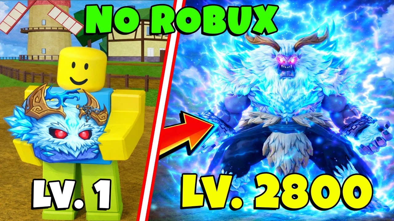 Went from Level 1 to Max Level using Yeti in Blox Fruits | Unlocked Race V4 Full Awakening No Robux