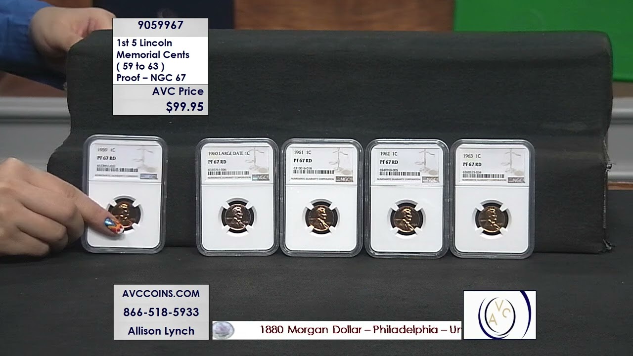 1st 5 Lincoln Memorial Cents ( 59 to 63 ) - Proof - NGC 67