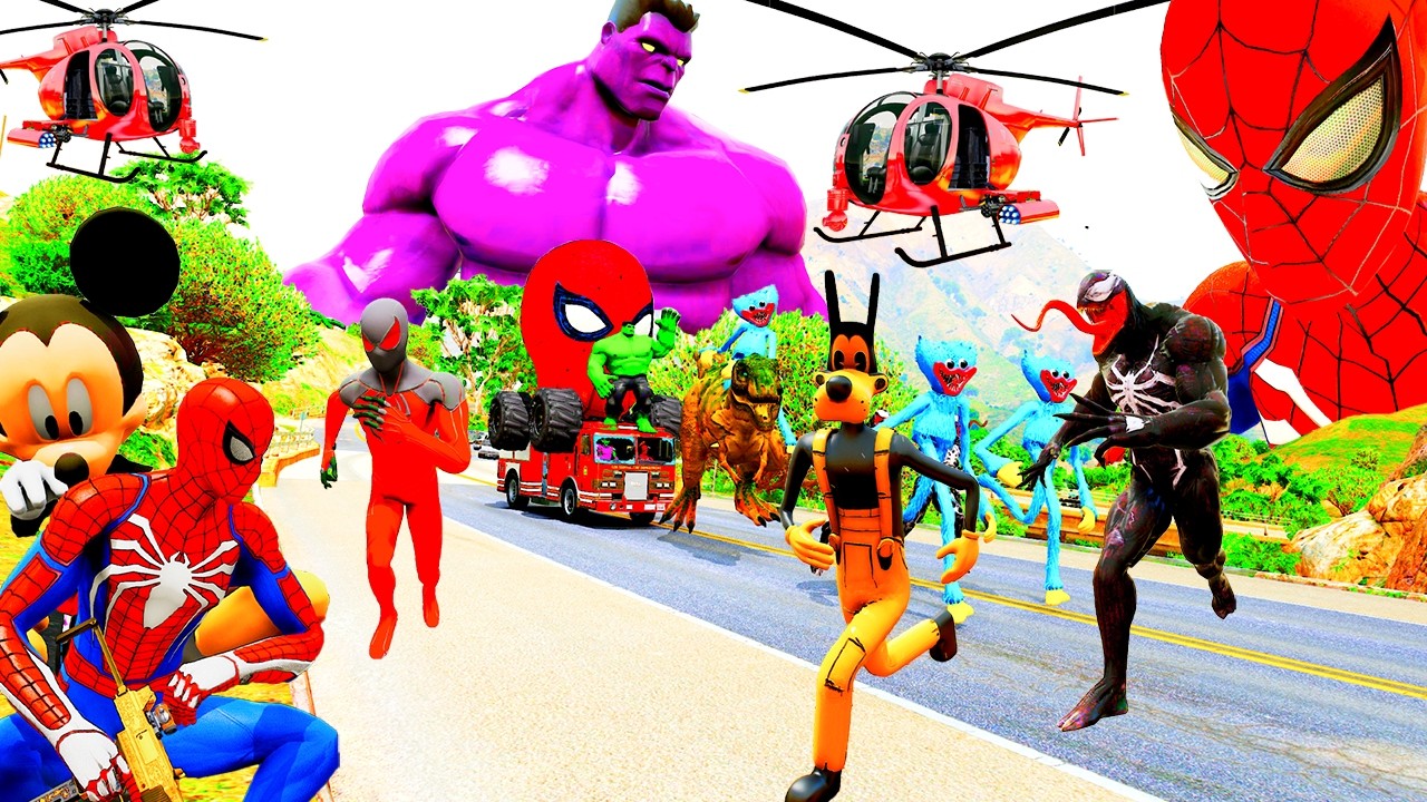 Giải Cứu Si&ecirc;u Nh&acirc;n Người Nhện Chạy Xe &Ocirc; T&ocirc; Cứu Hỏa, M&aacute;y Bay! Spiderman Car MCqueen Truck Monster