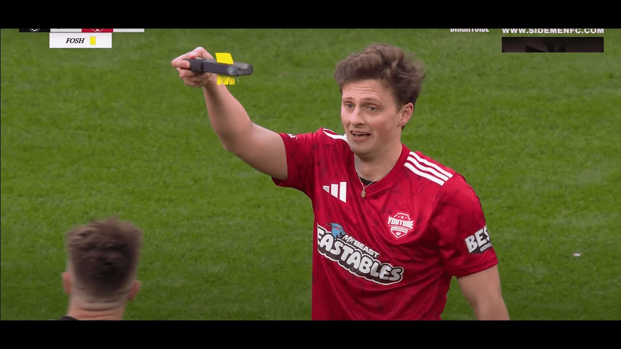 Fosh getting a yellow card in the Sidemen Charity Match 2023 vs 2025