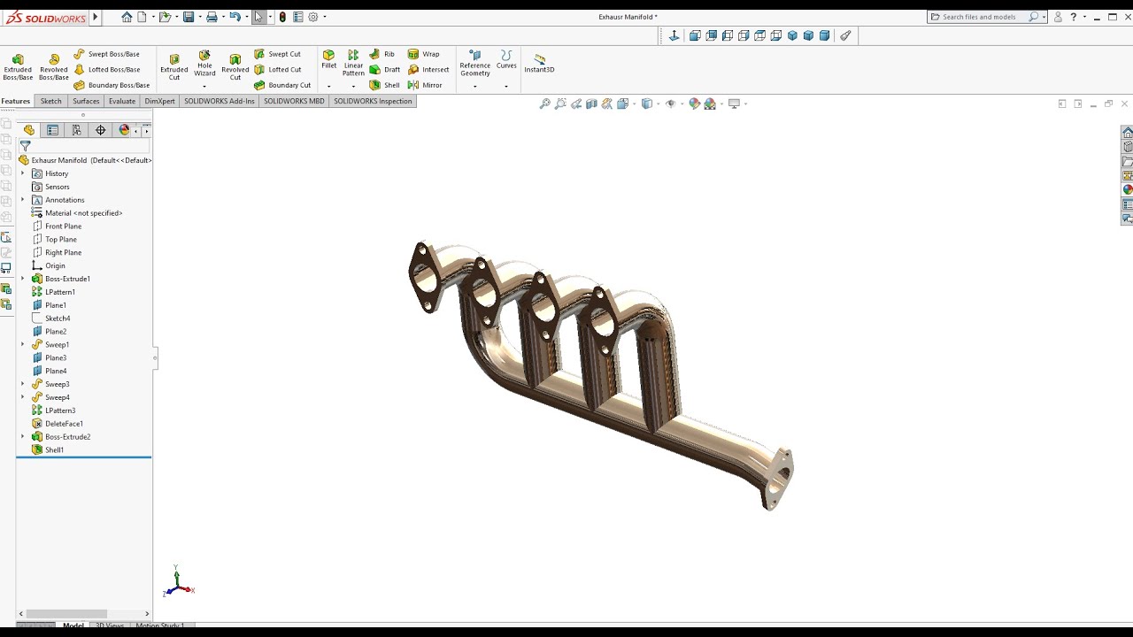 Solidworks Tutorial Exhaust Manifold #solidworks #solidworkstutorial #google