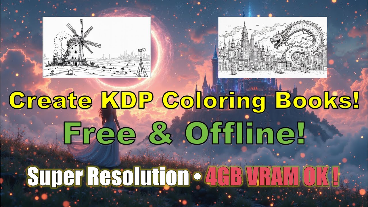 Free & Low VRAM! Auto-Generate Unlimited KDP Coloring Books with ComfyUI | Amazon KDP Tutorial