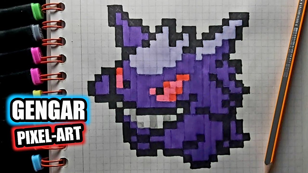 cómo dibujar PIXELART a gengar de POKEMON | PASO A PASO FACIL | How To Draw Gengar