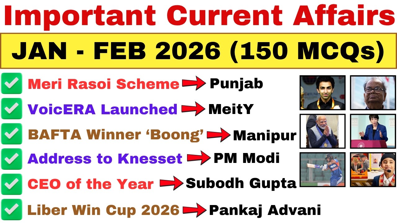 JAN &ndash; FEB 2026 (150 MCQs) | Top Current Affairs 2026