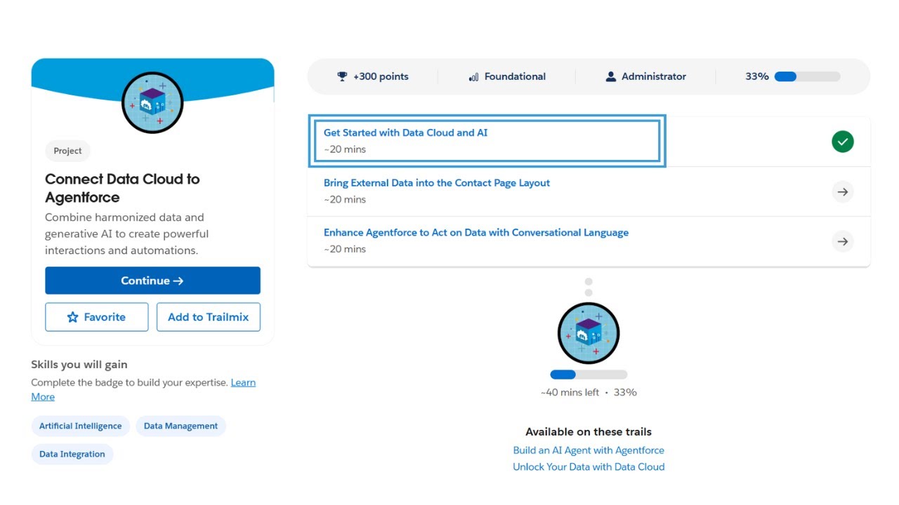 Начните работу с Data Cloud и ИИ | Подключите Data Cloud к Agentforce | Salesforce