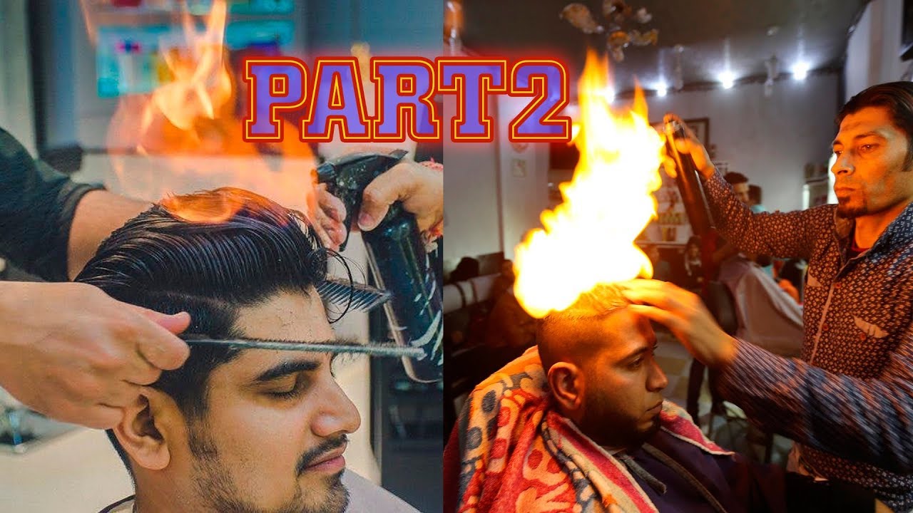 🔥 Amazing Fire Haircut PART 2 😱 Hair Stylists Cutting Hair With Fire🔥