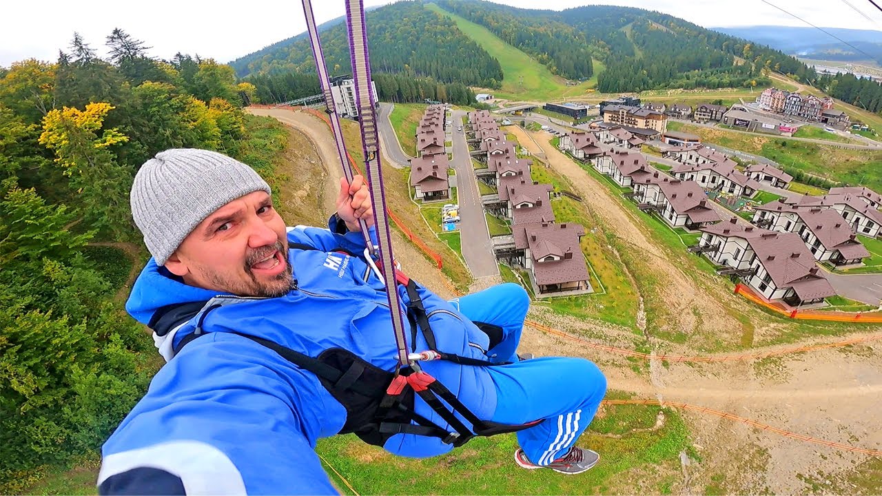 Троллей (Zip Line) Буковель Украина / The longest Zipline in Ukraine Bukovel