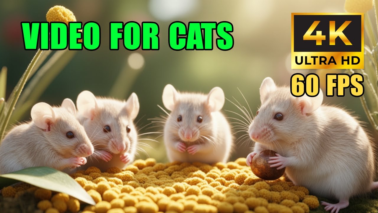 🌿🐀 Wildlife for Cats: White Mice Scurrying Through Fields & Forests