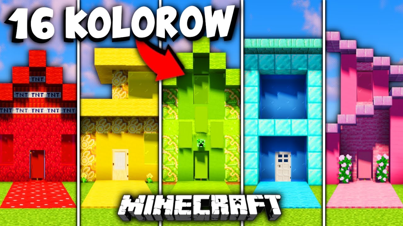 Poprosiłem 16 WIDZÓW aby zbudowali DOMKI we WSZYSTKICH KOLORACH w MINECRAFT!