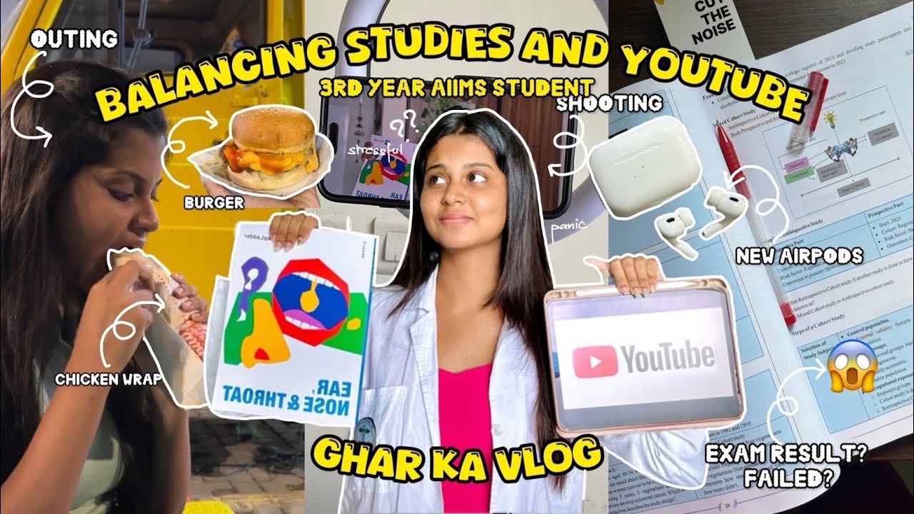 Balancing Studies and YouTube🩺 Day in Life of Medico🥼 Study with me📚 AIIMS Student Life✨Ghar Ka Vlog