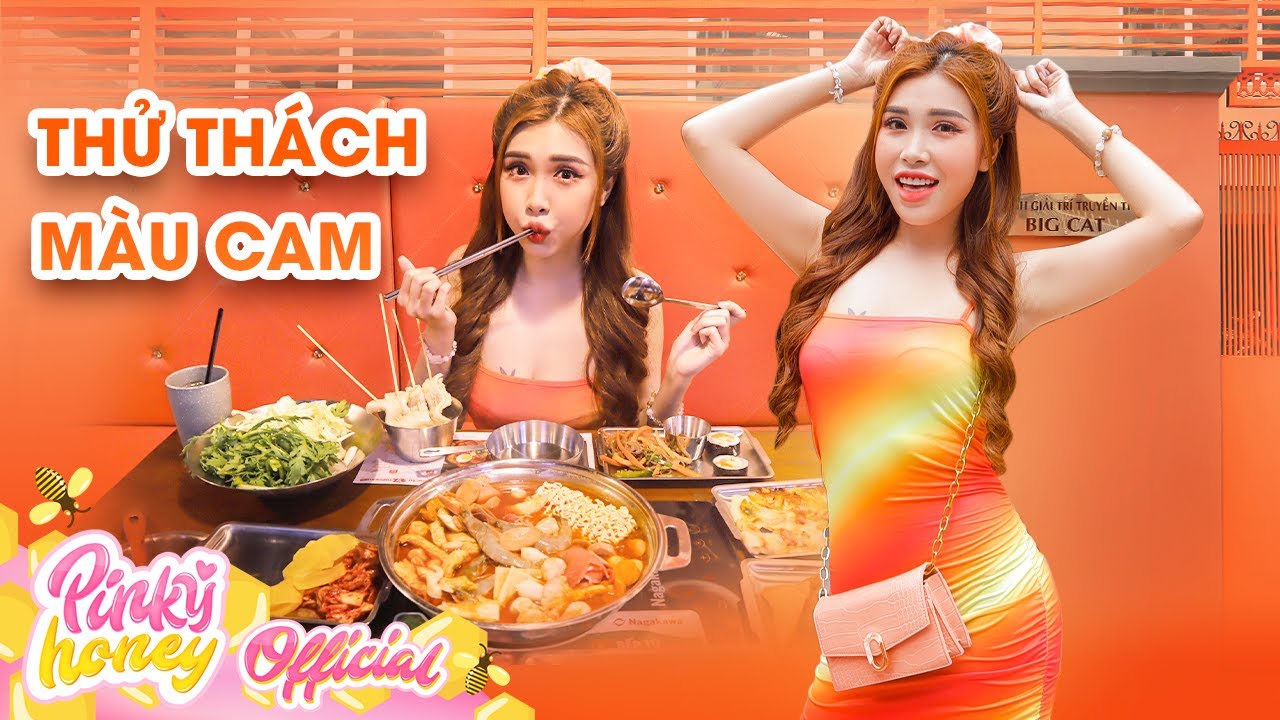 THỬ THÁCH 24H MÀU CAM | Pinky Nấu Lẩu Màu Cam | PINKY HONEY