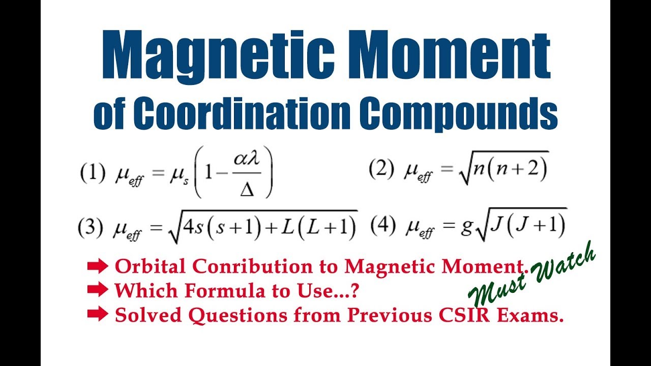 Magnetic Moment of Coordination Compounds | Orbital Contribution | Spin Orbital Coupling