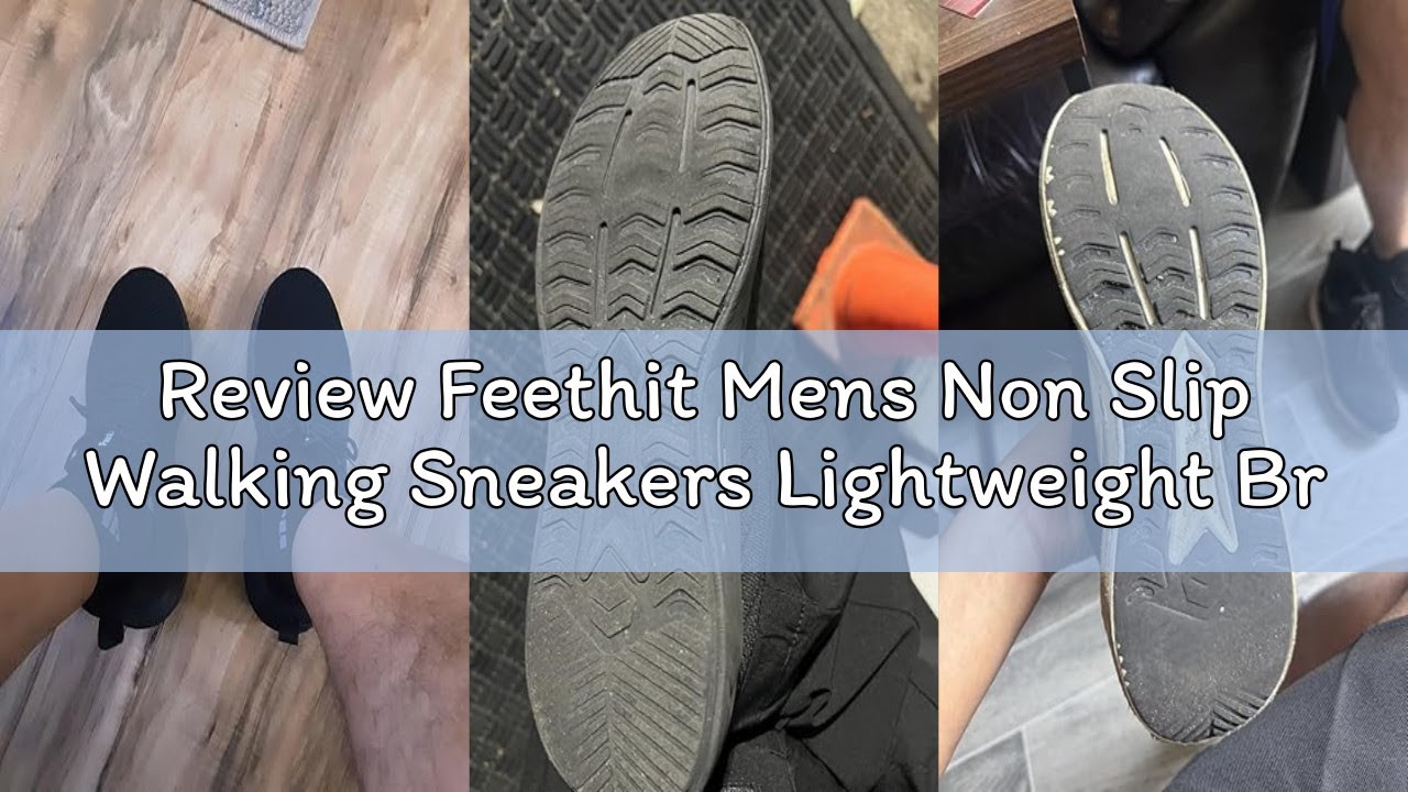 Review Feethit Mens Non Slip Walking Sneakers Lightweight Breathable Slip on Running Shoes Athletic