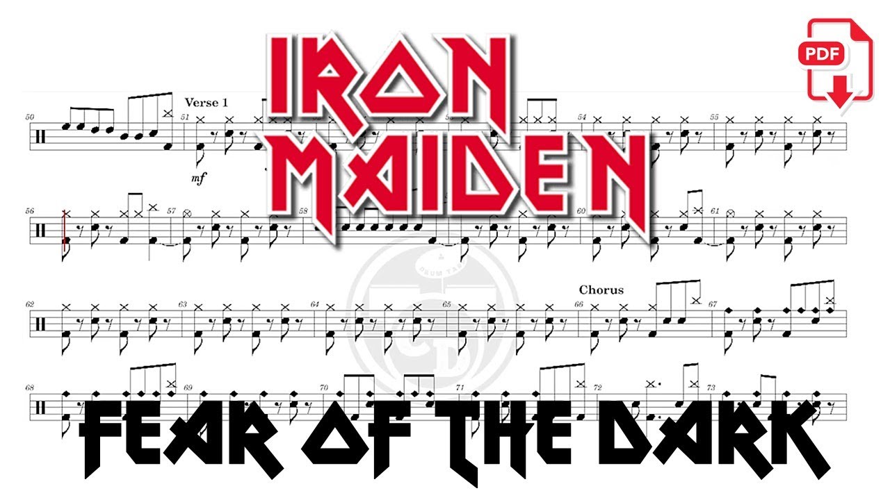 Iron Maiden - Fear Of The Dark (🔴Drum Notation | PDF) @chamisdrums