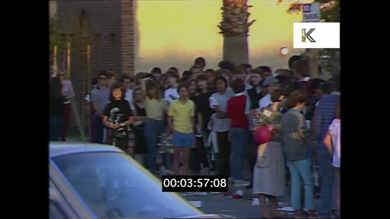 1980s Fans Queuing, Music Plus, Rock Fans, USA
