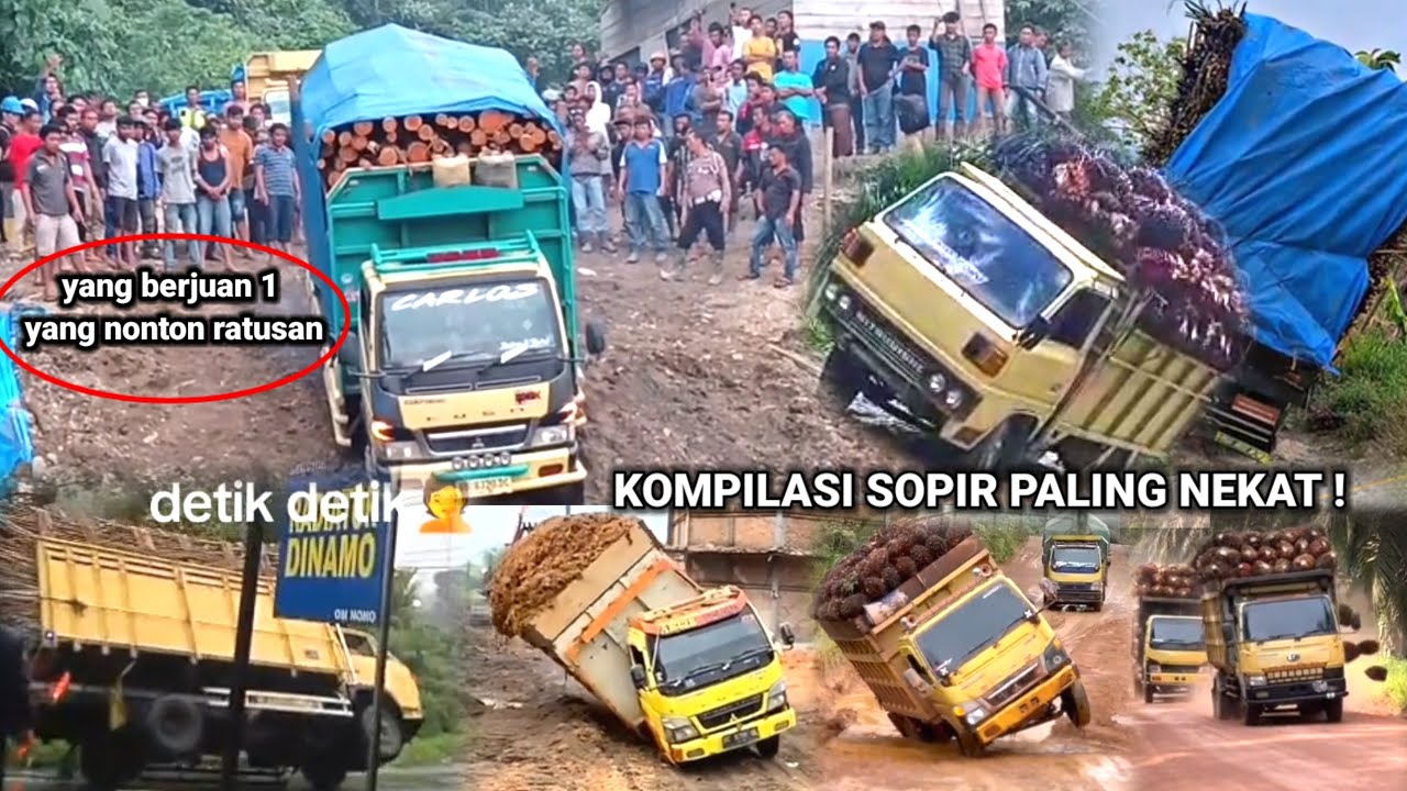 Detik detik truk terbalik akibat jalan ekstrim ( kompilasi truk muatan overload) #980