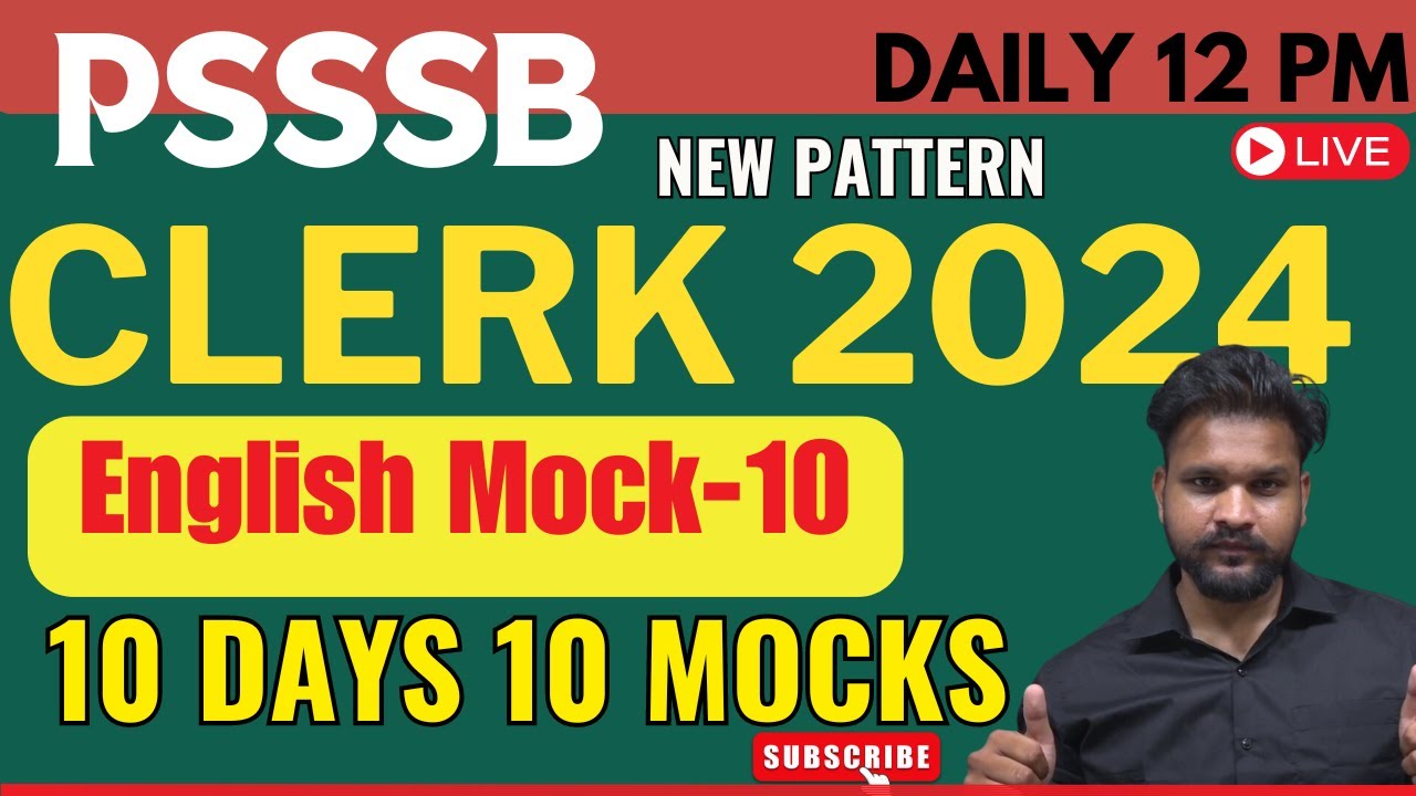 PSSSB CLERK MOCK-10 with Solution || PSSSB Clerk 2024 Mock Test Series  | Electric English