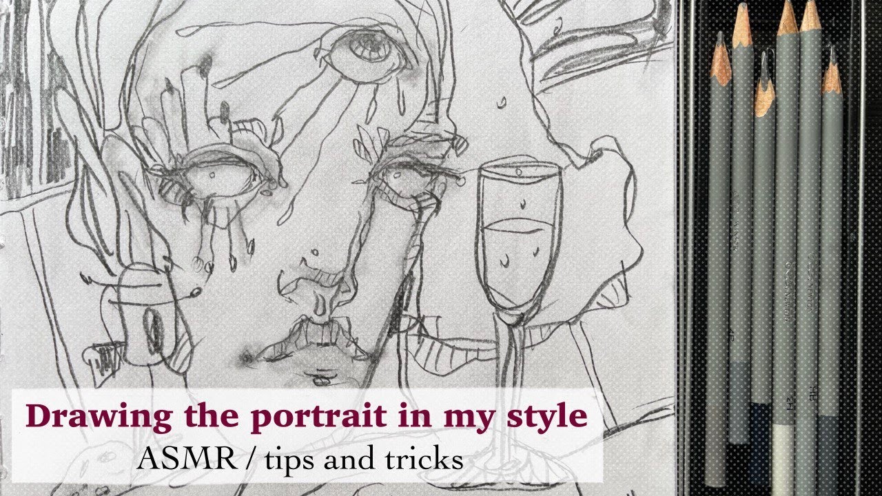 How to Draw Expressionist Portrait Like a Pro: pencil drawing ASMR, tips and tricks.