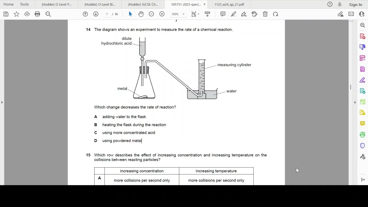 Chemistry - IGCSE/ O Level - Session 2025-26 - Past Paper Practice - Class # 2