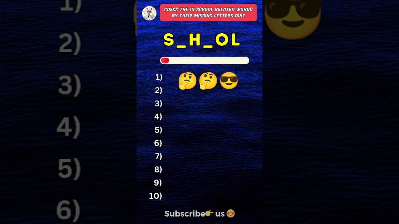 Guess the 10 school related words by missing letters quiz!