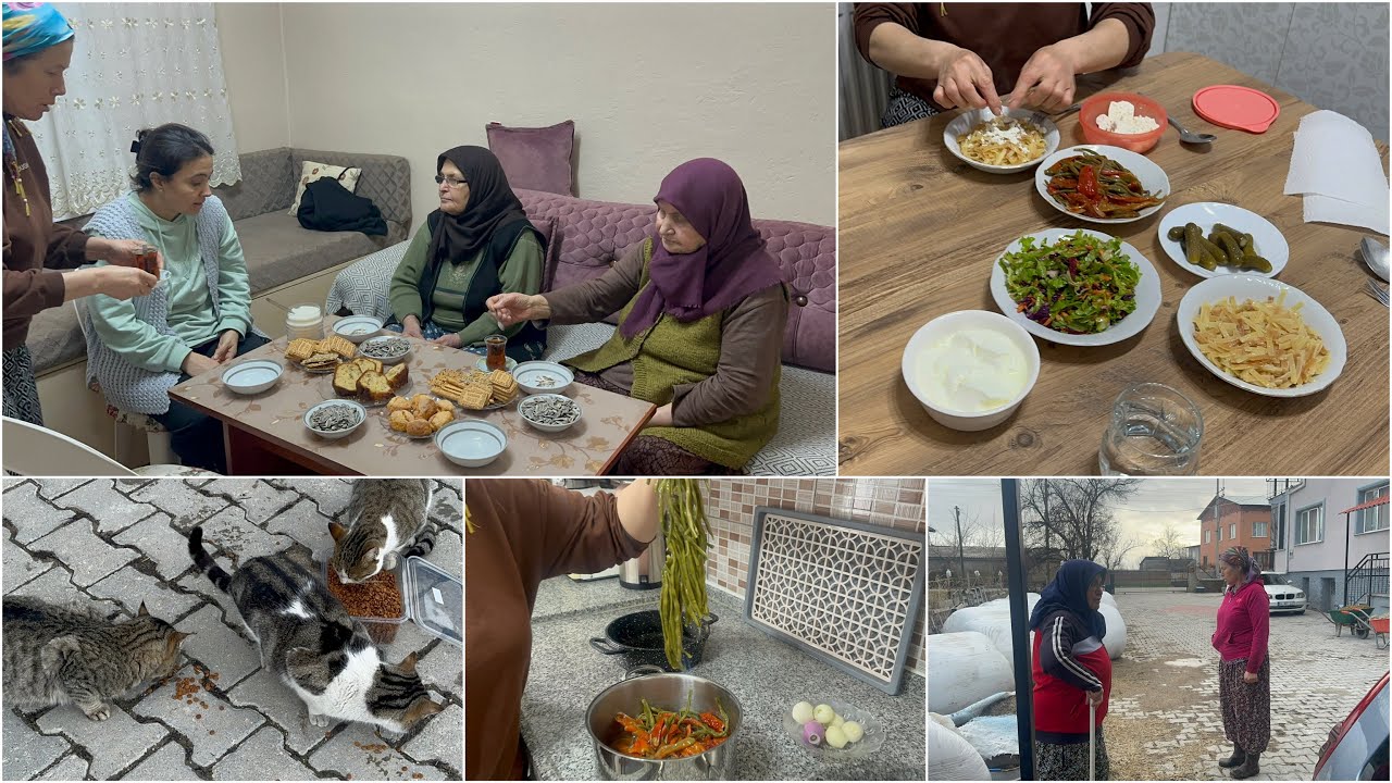 KOMŞUMUZ FATMA YENGEDE AKŞAM ÇAYI🥰 KURUTULMUŞ SEBZELERDEN TÜRLÜ YAPTIM 👍🏻