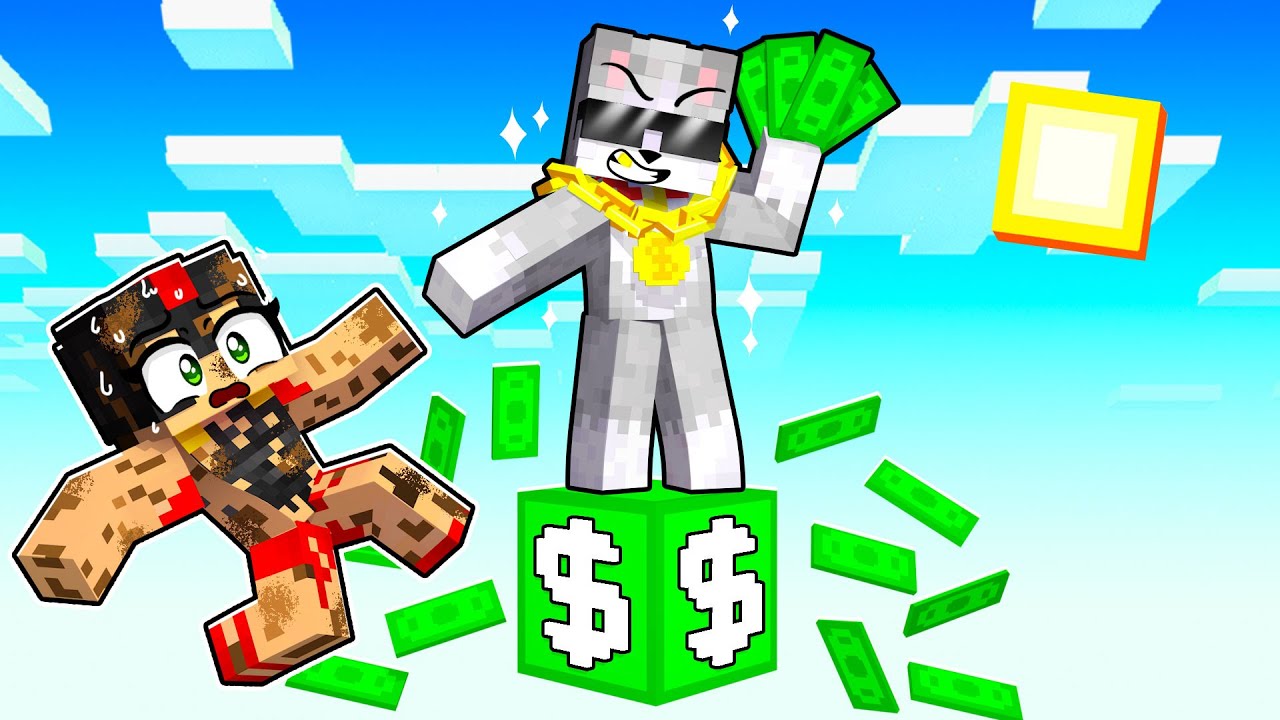 Sobreviví en UN BLOQUE de DINERO en Minecraft 🤑 POBRE vs RICO