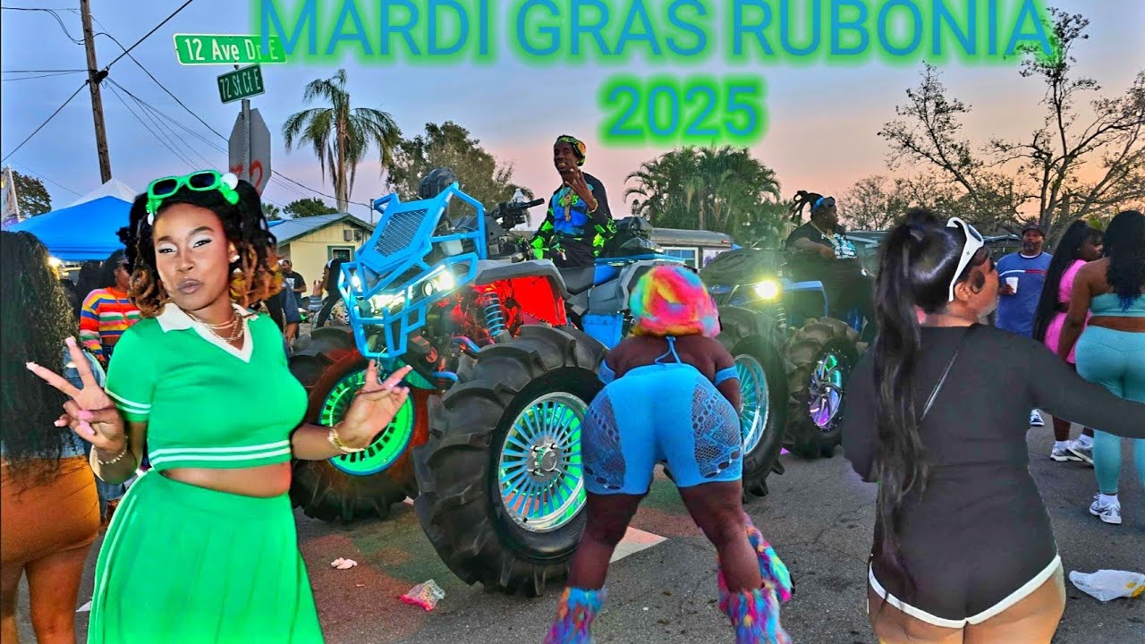 RUBONIA MARDI GRAS BLOCK PARTY 2K25 STREET ACTION / BIG RIMS / AMAZING WHIPS / HANGOUT / VIBING