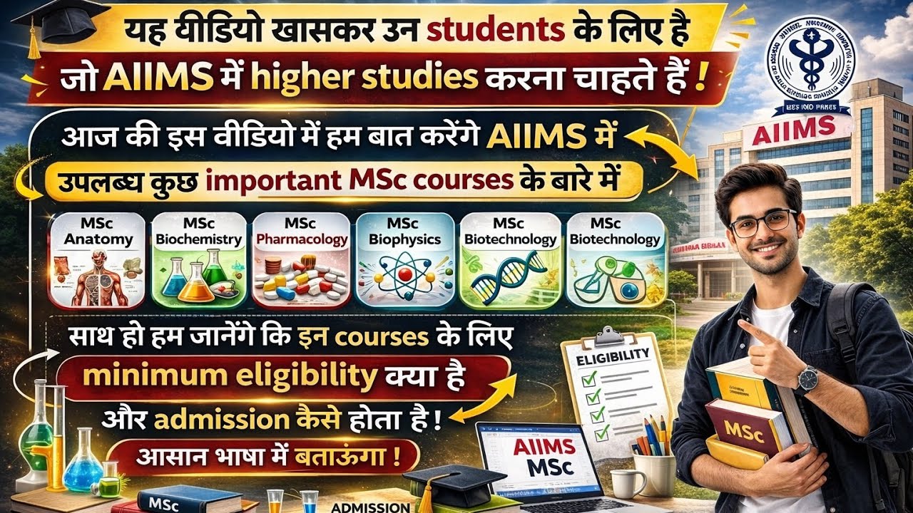 AIIMS New Delhi में कौन-कौन से MSc courses उपलब्ध है, इन courses के लिए minimum eligibility क्या है,