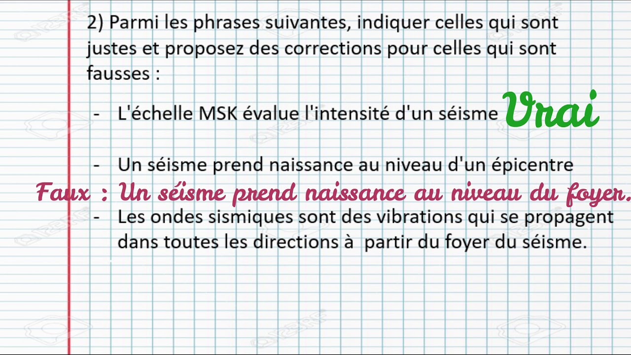 2AC- Exercices corrigés (Les séismes et leurs relation avec la tectonique des plaques)