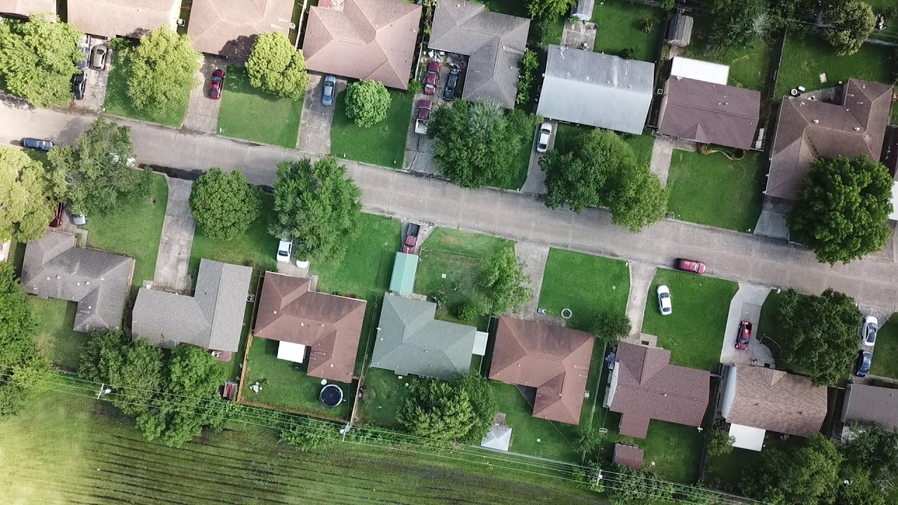 Texas City Texas from 390 feet above coming down