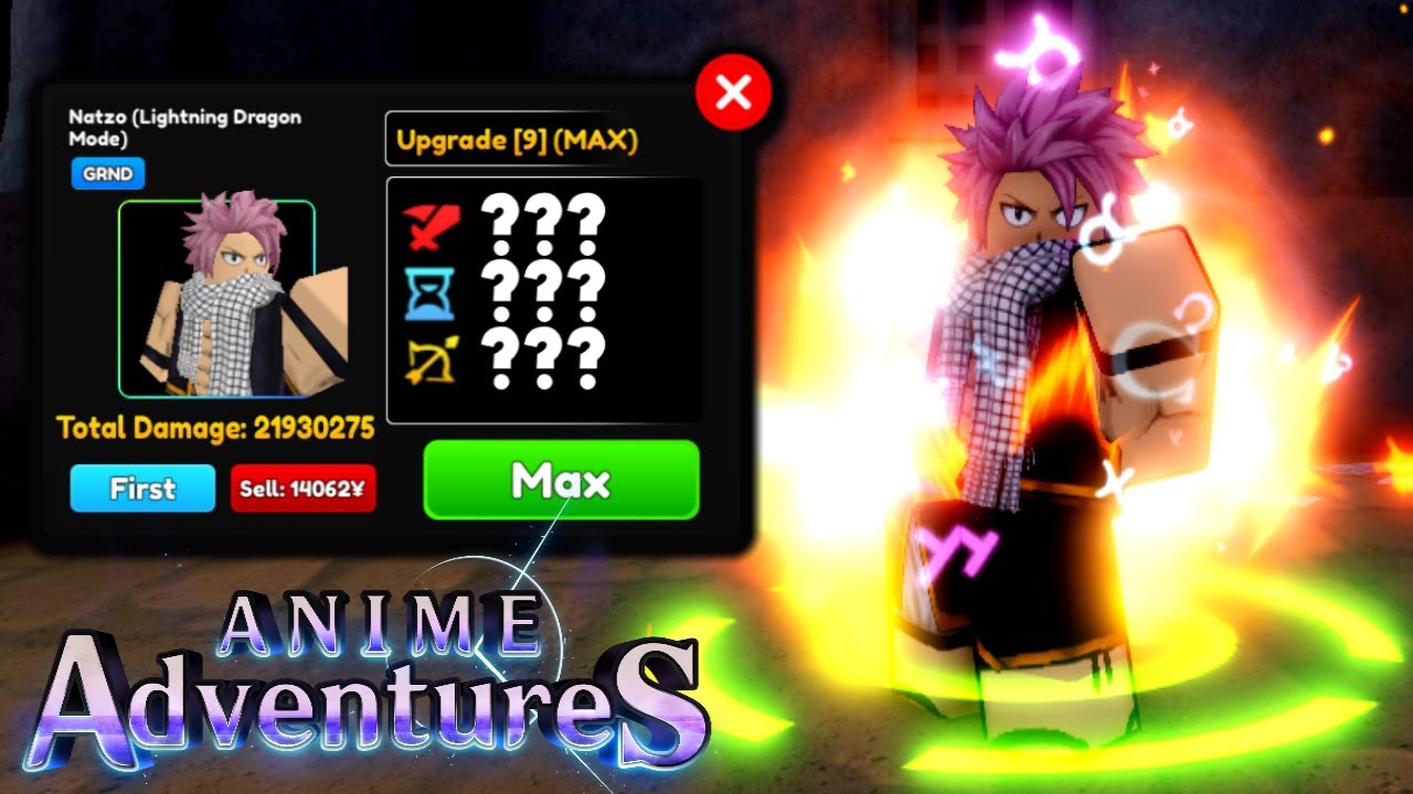 MAX LVL *UNIQUE* NATSU SHOWCASE IN ANIME ADVENTURES ROBLOX