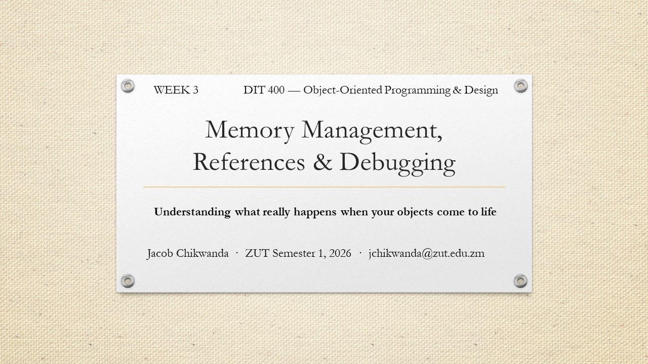 Week 3: Java Memory Management | Stack vs Heap, References & Debugging