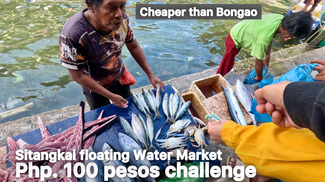 Fish price in Sitangkai |Trying snacks & Php. 100 pesos challenge in Tawi Tawi floating water Market