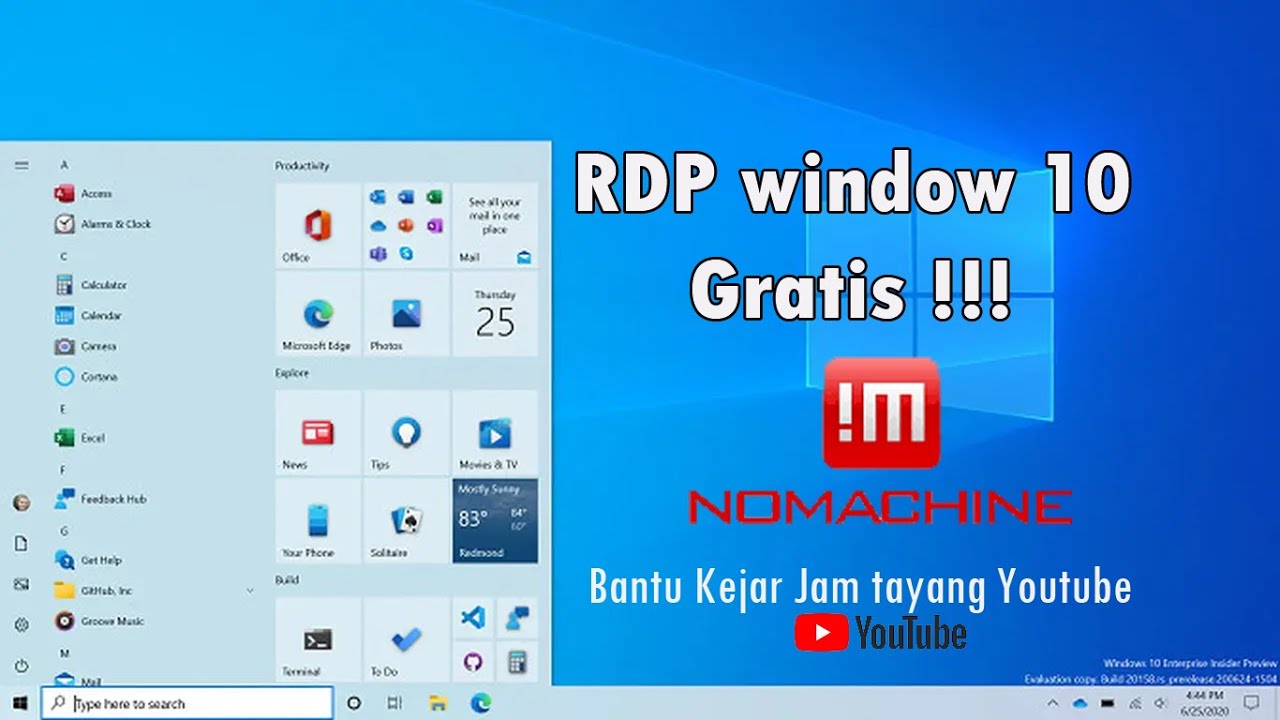RDP Window 10 gratis selamanya untuk bantu jam tayang - Nomachine