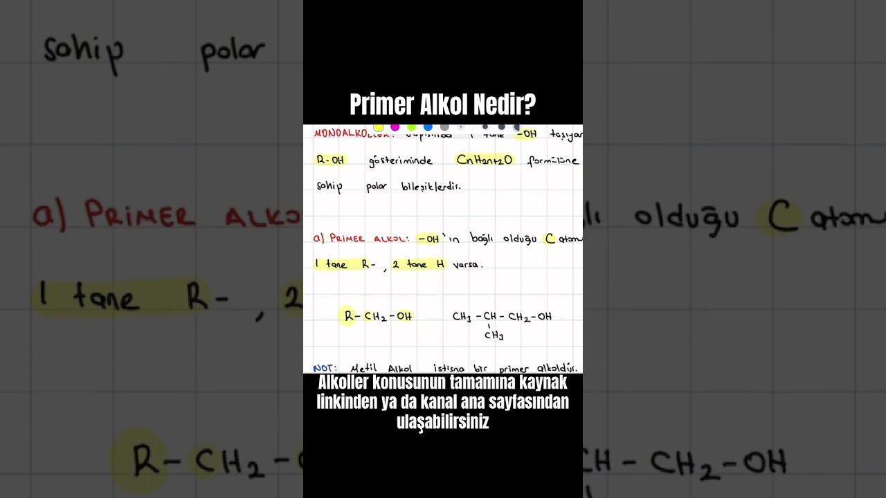 Alkollerin Sınıflandırılması! primer Alkol! #alkoller #aytkimya #monoalkol #chemistry #organikkimya