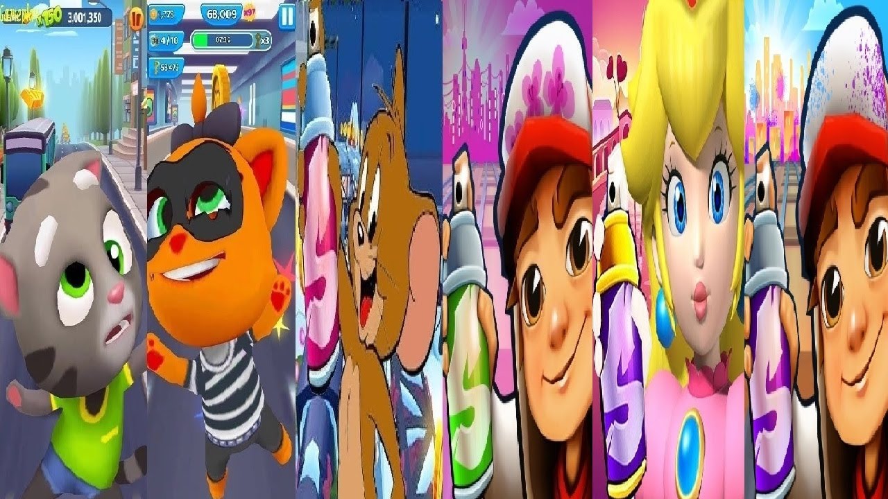 Subway Surfers VS TALKING TOM GOLD RUN  New Game Mod  Panda Run koko the robber tom and jerry jungle