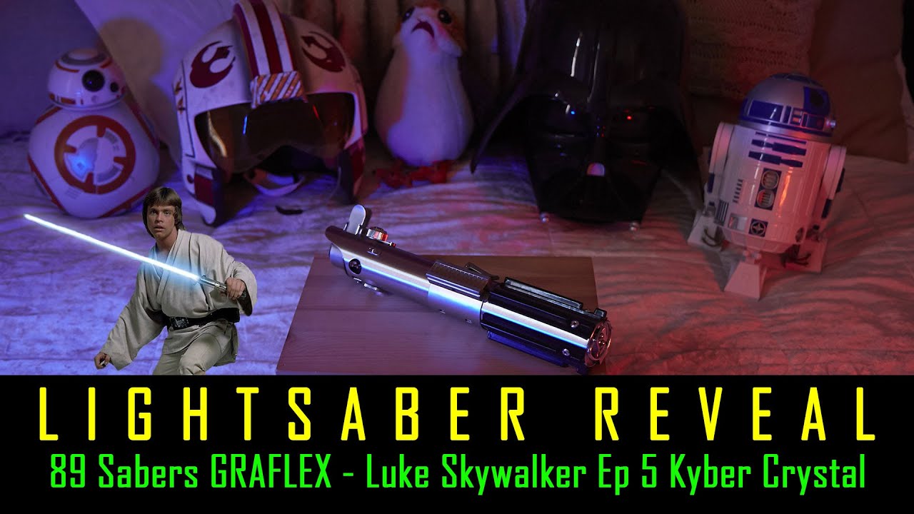 Star Wars  89 Sabers - GRAFLEX Luke Skywalker Ep 7 Kyber Crystal INSIDE FX - Lightsaber Reveal